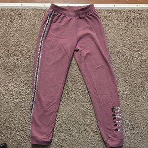 DKNY Junior Size 14/16 Purple Sweatpant Joggers Sequin Striped and Logo Like New